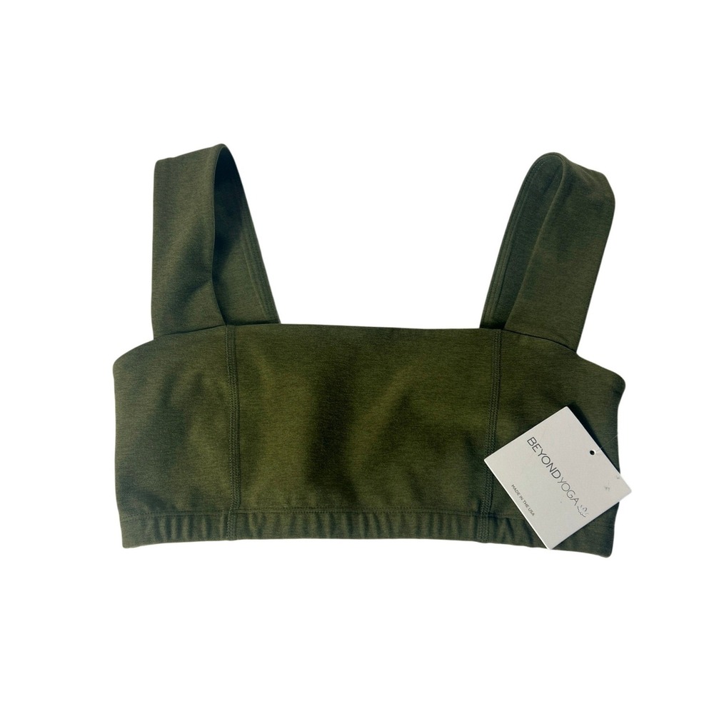 Beyond Yoga Spacedye Square Neck Sports Bra Dark Olive Green Medium NWT